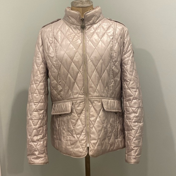 Women’s Henry Arroway Quilted Jacket Coat Full zipper size XL gray/silver - Picture 1 of 16